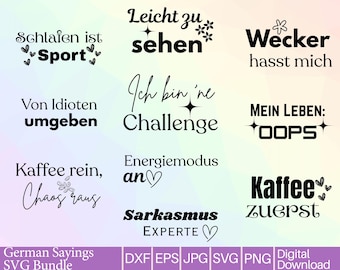 Paquete SVG de refranes alemanes: Archivos de corte Cricut, sellos (descarga digital)