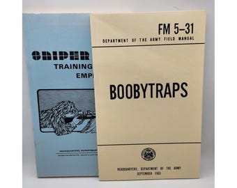 Army BOOBYTRAPS Book Manual FM 5-31 1965 & Sniper Training Manual TC 23-14 1989