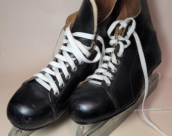Pattini da hockey su ghiaccio vintage NHL Rules Committee Official Canada in pelle BiltRite Steel