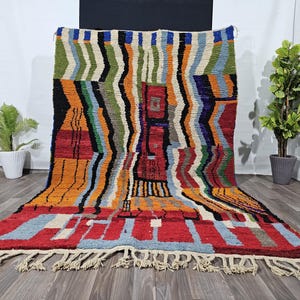 Custom Fabulous Boujad Rug, Authentic Moroccan Rug, Azilal rug, Abstract Multicolored Carpet, Handmade Moroccan Rug, Bohemian rug