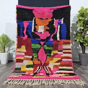 Beni ourain rug, Moroccan rug, Berber carpet, Pink Wool rug, Handmade rug, Colorful  Beni ourain style, Pink Area rug, Tapis berbere