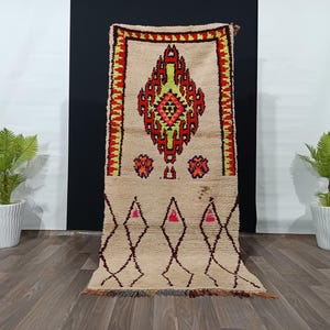 Vintage Rug 2.9 ft x 6,3 ft, Boujaad Wool Rug, Soft Boho Area Rug, 3x7 Moroccan Carpet, Vintage Berber Rug for Any Home Decor