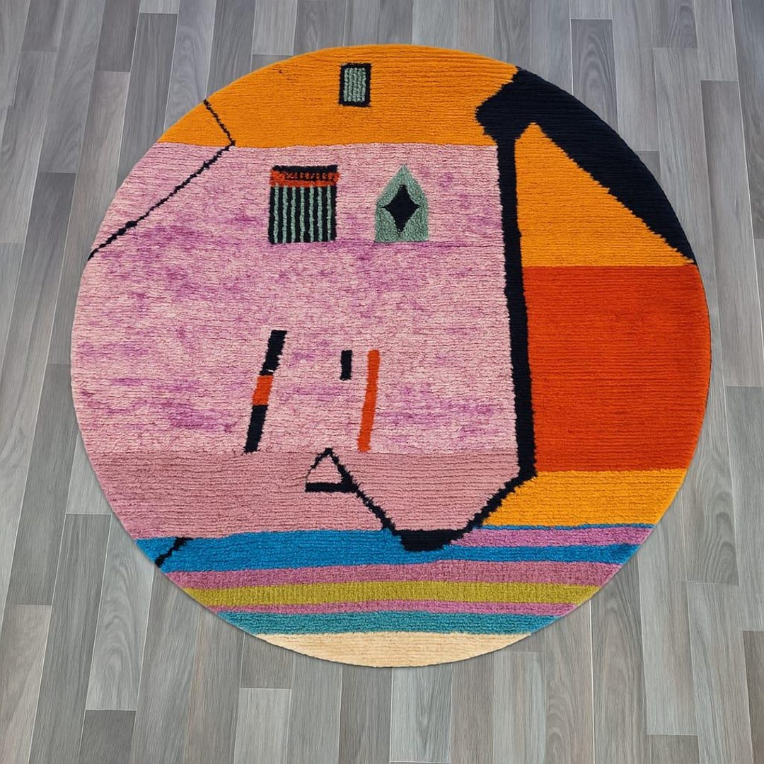 Custom Circular Rugs COLORFUL MOROCCAN ROUND Rug- Handmade Moroccan Round Rug - Beni Ourain ...