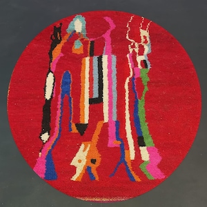 Tapis rond personnalisé rouge, carpette personnalisée 100 %, Tapis rond personnalisé, Moquette ronde de couleur unie, Carpette rouge, Moquette bohème, Tapis rond abstrait.