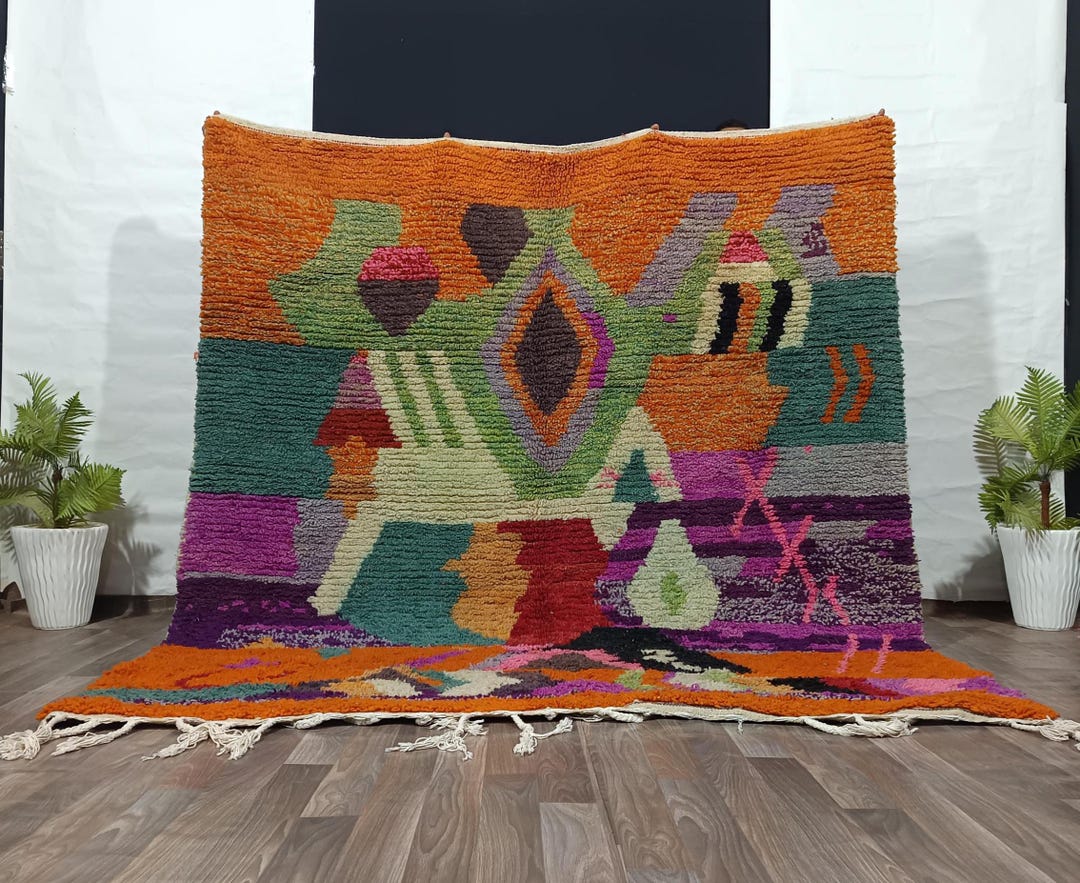 Moroccan Colorful Wool Rug, Moroccan Area Rug, Woven Sheep Wool Rug ...