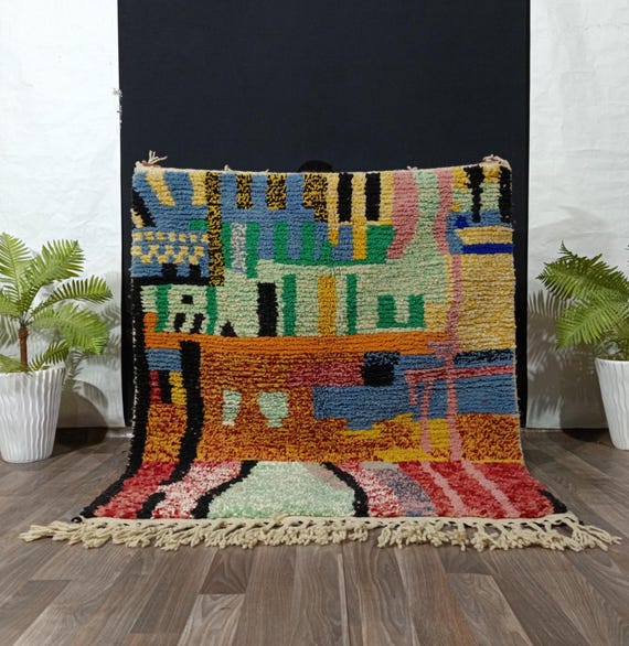 Moroccan 6.5x10 FT Rug Sheep Wool Handmade modern Abstract