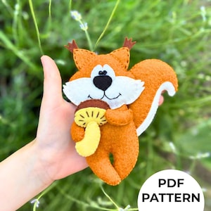 Felt Squirrel Sewing Pattern PDF – Woodland Animal Soft Toy Template – DIY Hand-Sewn Plush – Easy Tutorial for Kids & Beginners