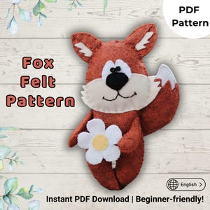 Felt Fox PDF Pattern  Beginner Hand Sewing Plush Toy – DIY Woodland Animal Ornament, Easy Craft Project for Kids & Adults