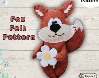 Felt Fox PDF Pattern  Beginner Hand Sewing Plush Toy – DIY Woodland Animal Ornament, Easy Craft Project for Kids & Adults