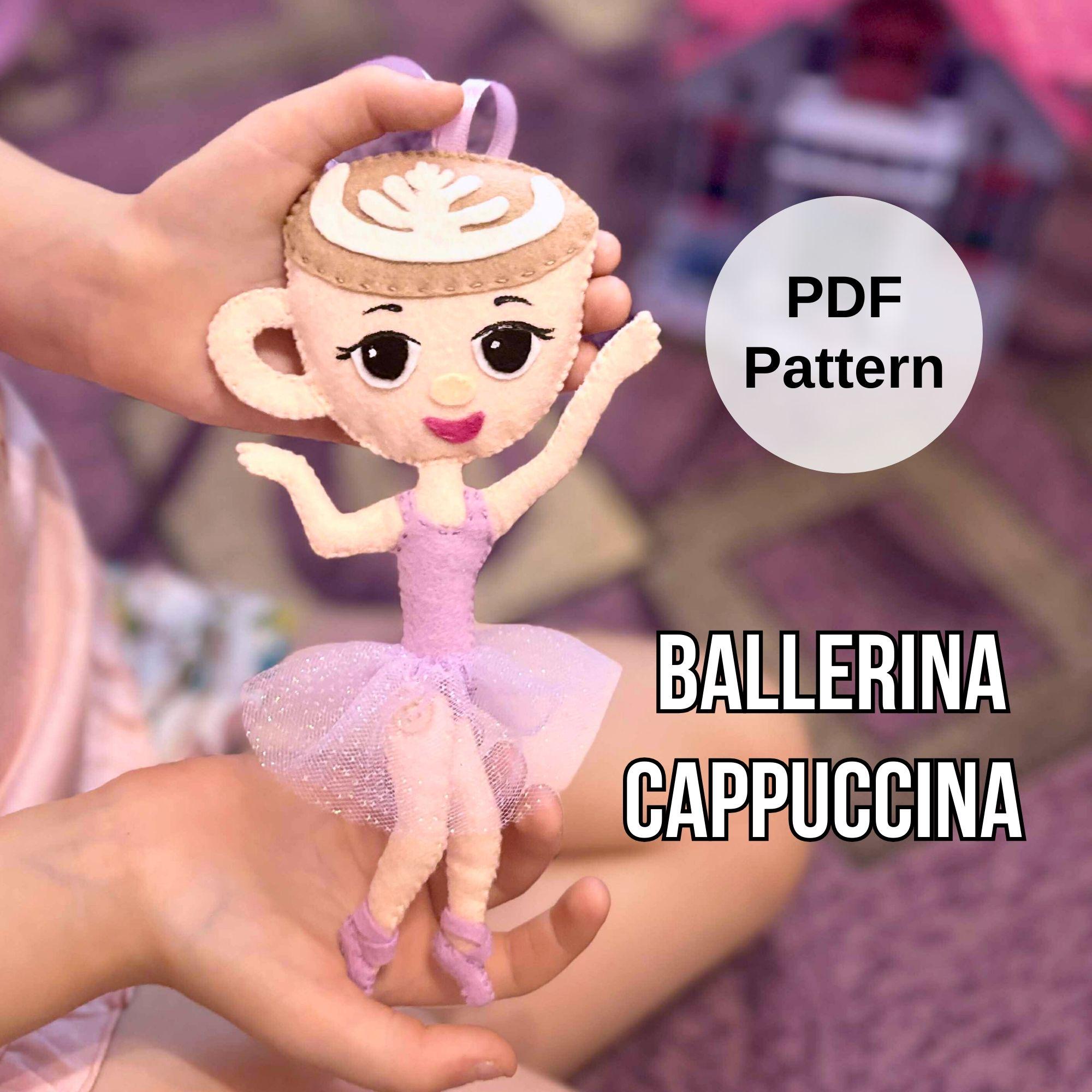 カプチーノバレリーナフェルト人形の型紙 – ポーズをとれるPDF製裁縫