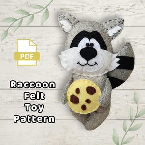 Raccon Plush PDF Pattern,Felt Animal Sewing Tutorial,Woodland Softie,DIY Toy Pattern,Digital Download