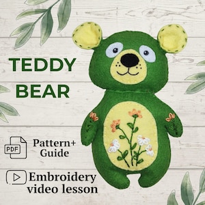 Felt Teddy Bear Sewing Pattern PDF – Easy Digital Download with Video Tutorial – DIY Plush Toy Pattern for Beginners