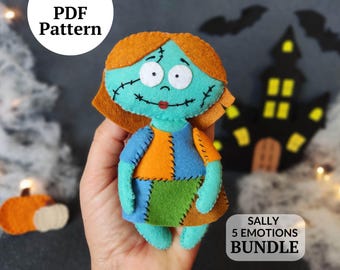 Gruselige Stoffpuppe Filzmuster PDF • Halloween Nähvorlage • Gruselige Bastelanleitung