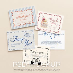 20x13 Karten Mockup, 5 horizontale Karten Mockup, Postkarten Mockup Vorlage, druckbare Flyer Flat Lay Showcase (PSD Smart Objekt)