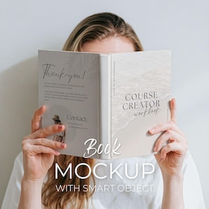 Open book mockup template, KDP ebook mock up, Hardcover journal mock-up, Minimalist modern dairy cover design display PSD smart object
