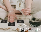 Tarot Card Mockup: 2.5x3.5" Oracle card, Spiritual Wellness (PSD Smart Object)