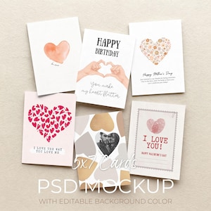 Puede incluir: Seis tarjetas de felicitación con diversos diseños, incluyendo corazones de acuarela y patrones florales. Las tarjetas muestran las frases "Happy Birthday", "Happy Mother's Day" e "I Love You!" Las tarjetas miden 12,7 x 17,8 cm.