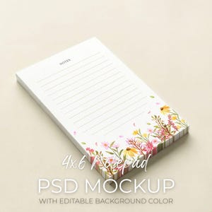 4x6 anteckningsblock-mockup, vertikal planerare-mockup, pappersblock-mockup-mall, anpassad PM-perspektivdisplay (PSD Smart Object)