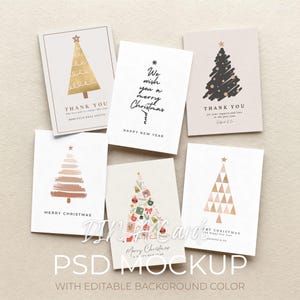 Maqueta de tarjeta A6, maqueta de 6 tarjetas de felicitación, plantilla de maqueta de colección de postales, vitrina plana imprimible A5 (objeto inteligente PSD)