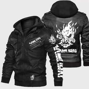 Cyber punk 2077 Samurai Leather Jacket: Handmade Biker Cosplay Coat
