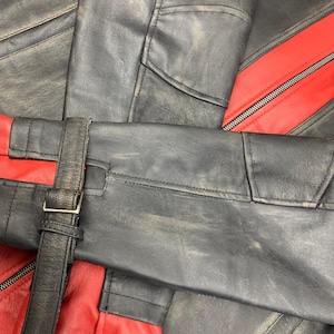 Red Hood Leather Jacket Arkham City Cosplay – Jason Todd Biker Hooded Jacket – Gaming Costume, Halloween Outfit, Gift for Gamers