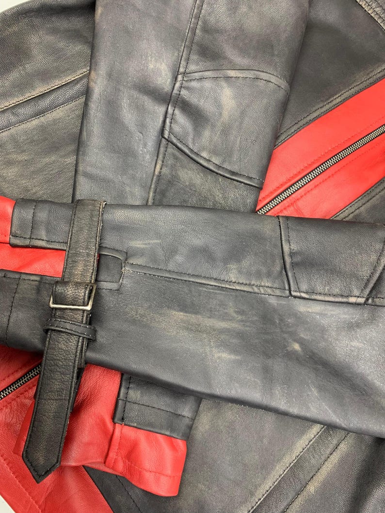 Red Hood Leather Jacket Arkham City Cosplay – Jason Todd Biker Hooded Jacket – Gaming Costume, Halloween Outfit, Gift for Gamers