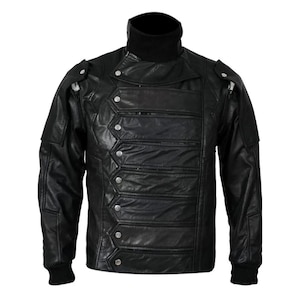 Bucky Jacket | Soldier Leather Jacket | Winter America Movie Jacket | Sebastians - Stan Cosplay Outfit | Halloween Jacket