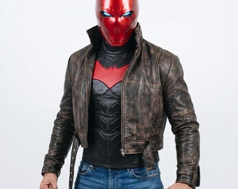 Handgefertigte rote Haube Jacke, Jason Todd Vigilante Jacke, rote Haube taktische Weste Outfit, DC inspiriert Cosplay