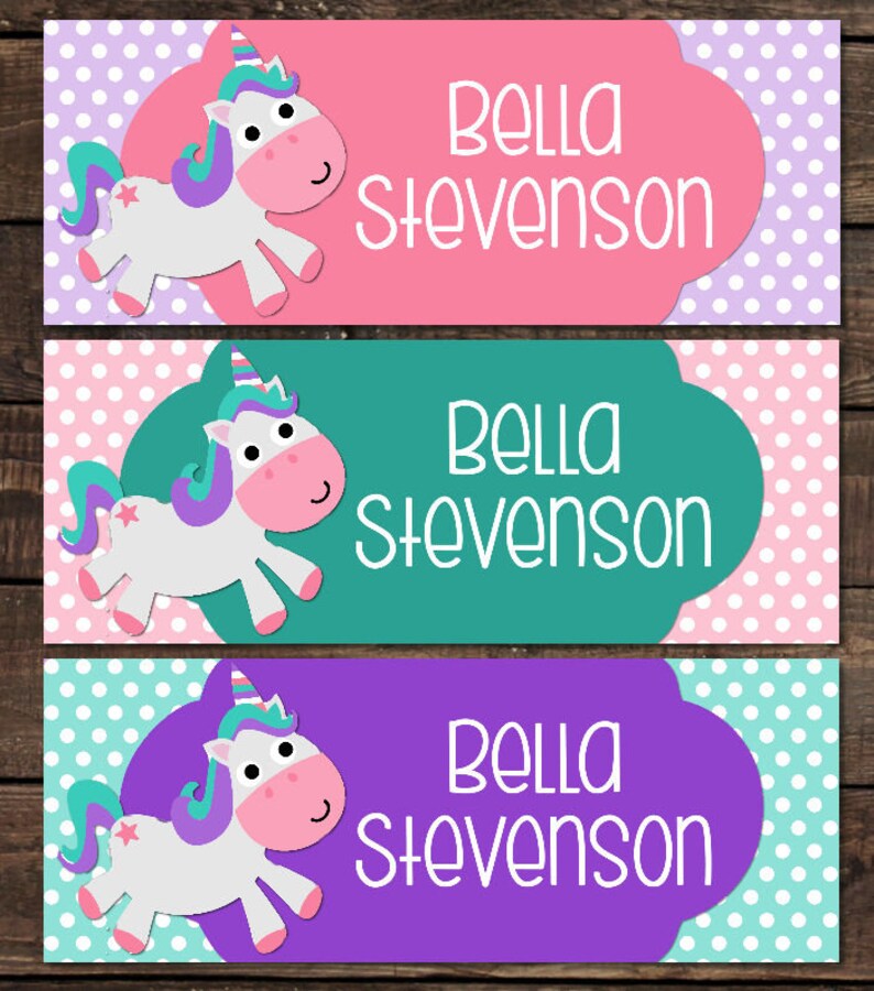 Waterproof Labels Waterproof School labels Dishwasher Safe Daycare Labels Name Labels Waterproof Stickers Unicorn School Labels