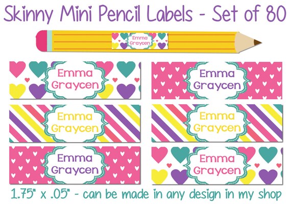 Skinny Pencil Labels Waterproof Stickers Waterproof Labels Etsy