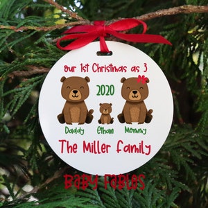 family ornament with new baby