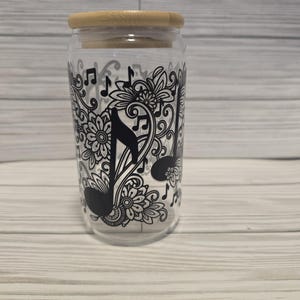 Glass 16 Oz cup with Bamboo lid