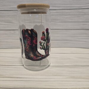 Glass 16 Oz cup with Bamboo lid