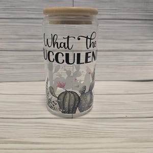 Glass 16 Oz cup with Bamboo lid