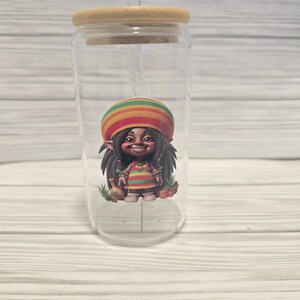Glass 16 Oz cup with Bamboo lid