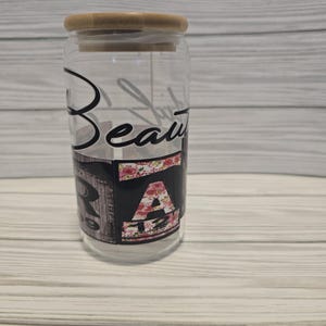 Glass 16 Oz cup with Bamboo lid