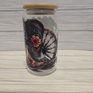 Glass 16 Oz cup with Bamboo lid