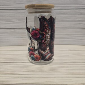 Glass 16 Oz cup with Bamboo lid