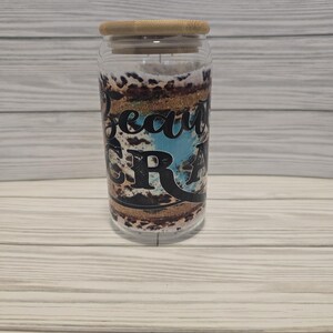 Glass 16 Oz cup with Bamboo lid