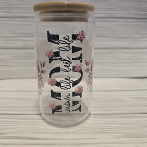 Glass 16 Oz cup with Bamboo lid