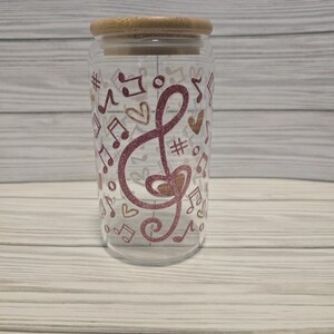 Glass 16 Oz cup with Bamboo lid
