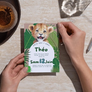 Invitación personalizable con temática de safari en la jungla para niños