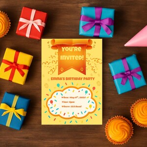Sweet Orange Birthday Party Invitation Template | Editable, Downloadable, Canva