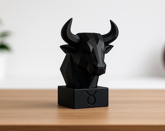 Modelo 3D de cabeça de touro de Touro: Decoração geométrica do zodíaco (download digital)