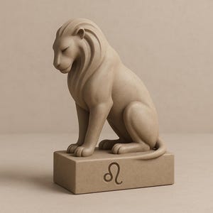レオ星座のライオン像 STL ファイル – 3D プリント可能なデスクトップ装飾 – 3D プリント用デジタルダウンロード