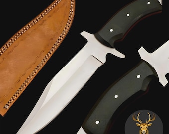 Full Tang Custom Handmade D2 Steel Survival, Camping, Outdoor, Hunting Bowie Knife with Micarta Handle | knife for Outdoorsmen