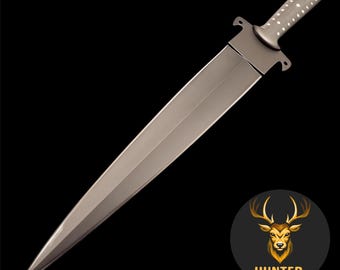 Full Tang Custom Handmade D2 Tool Steel Double Edge Survival, Camping, Hunting Knife with Black Micarta Handle | knife for Outdoorsmen
