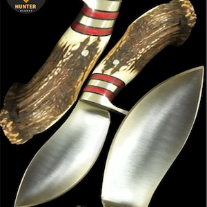 Custom Handmade Bushcraft Knife with Stag/Antler Handle | D2 Tool Steel Outdoor Knife | Collectible Knife | Unique Knife gift | gift for him