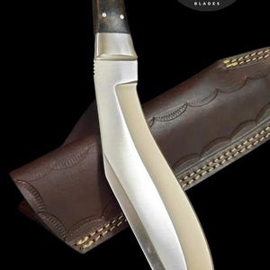 Gurkha Kukri Knife | Handmade Full Tang Bushcraft Blade with Leather Sheath | Knife for Camping & Outdoor Use | Knife gift for Outdoorsmen