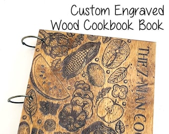Custom Engraved Wood Cookbook Cover, Cookbook Binder, Personalized Cookbook, Custom Cookbook, Family Cookbook, Wood Binder, Cookbook Gift